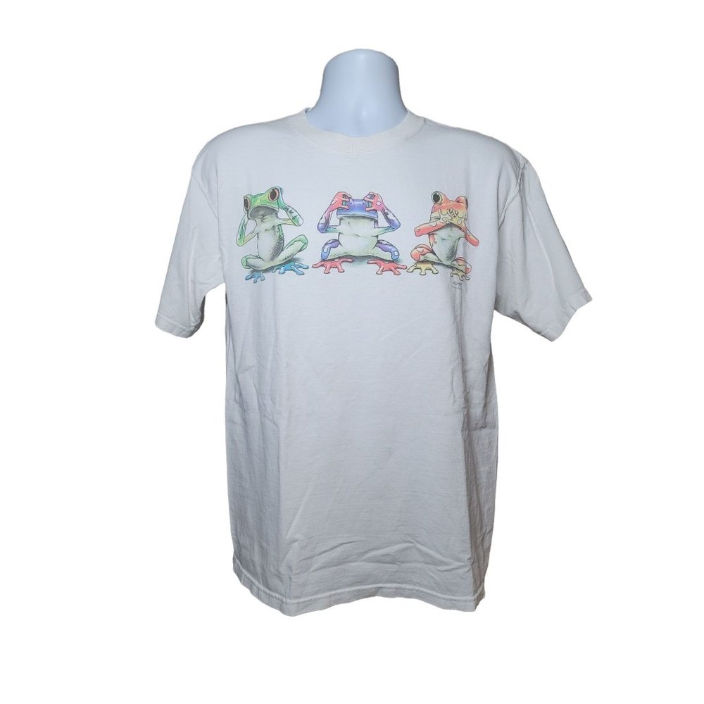 Vintage Royce McClure Frog Hear See Speak No Evil Awesome Color Graphic T 19x26